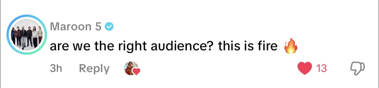 Maroon 5: “are we the right audience? this is fire 🔥”