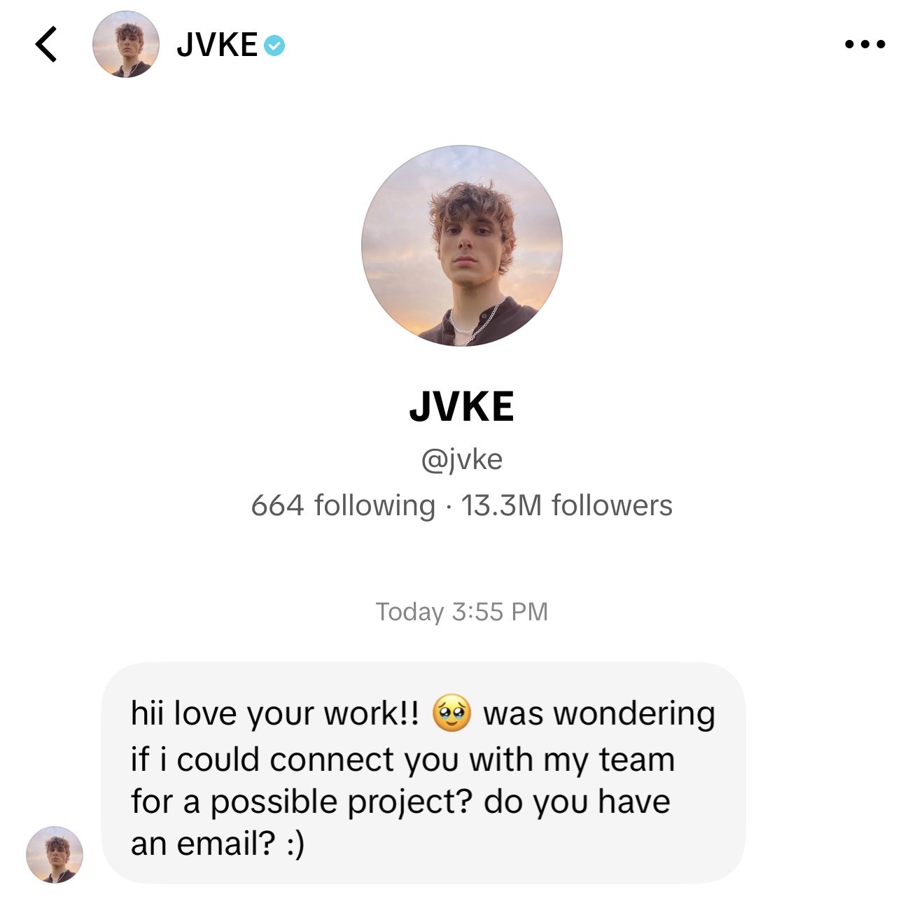 JVKE: Reached out about a possible project